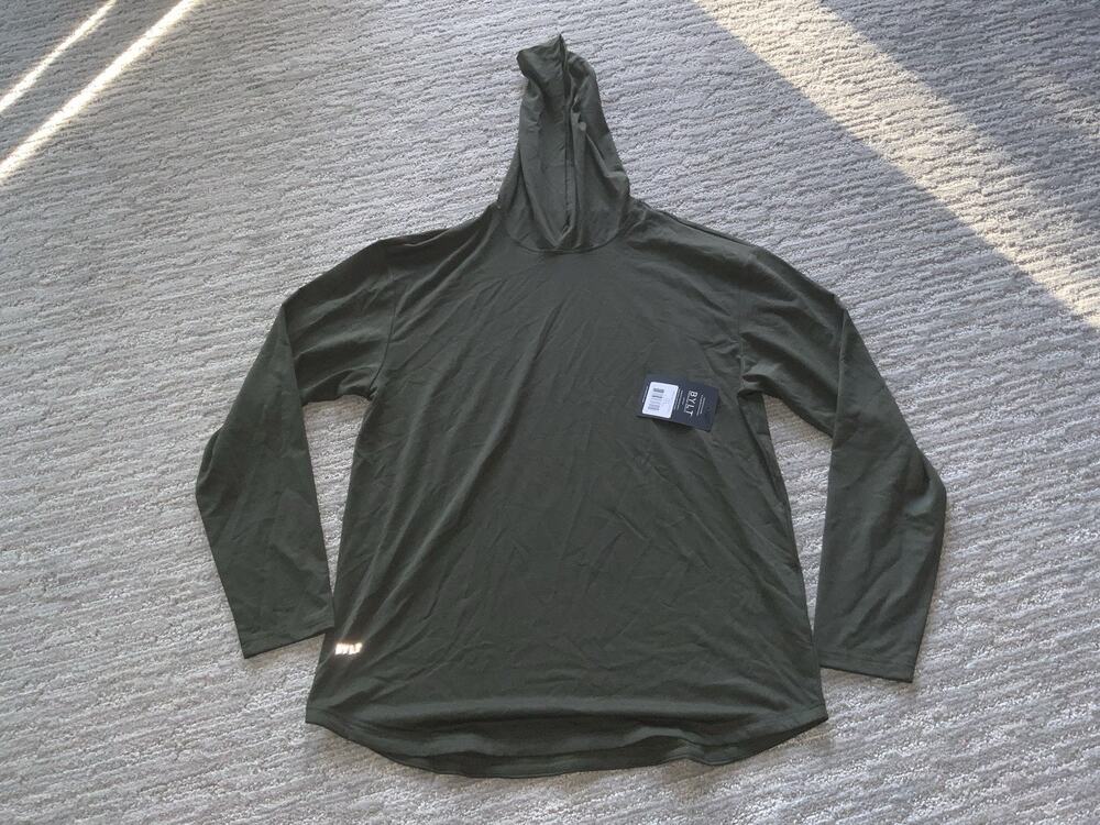 New BYLT Premium Basics Men's Size XL Green Hooded Long Sleeve Shirt Signature